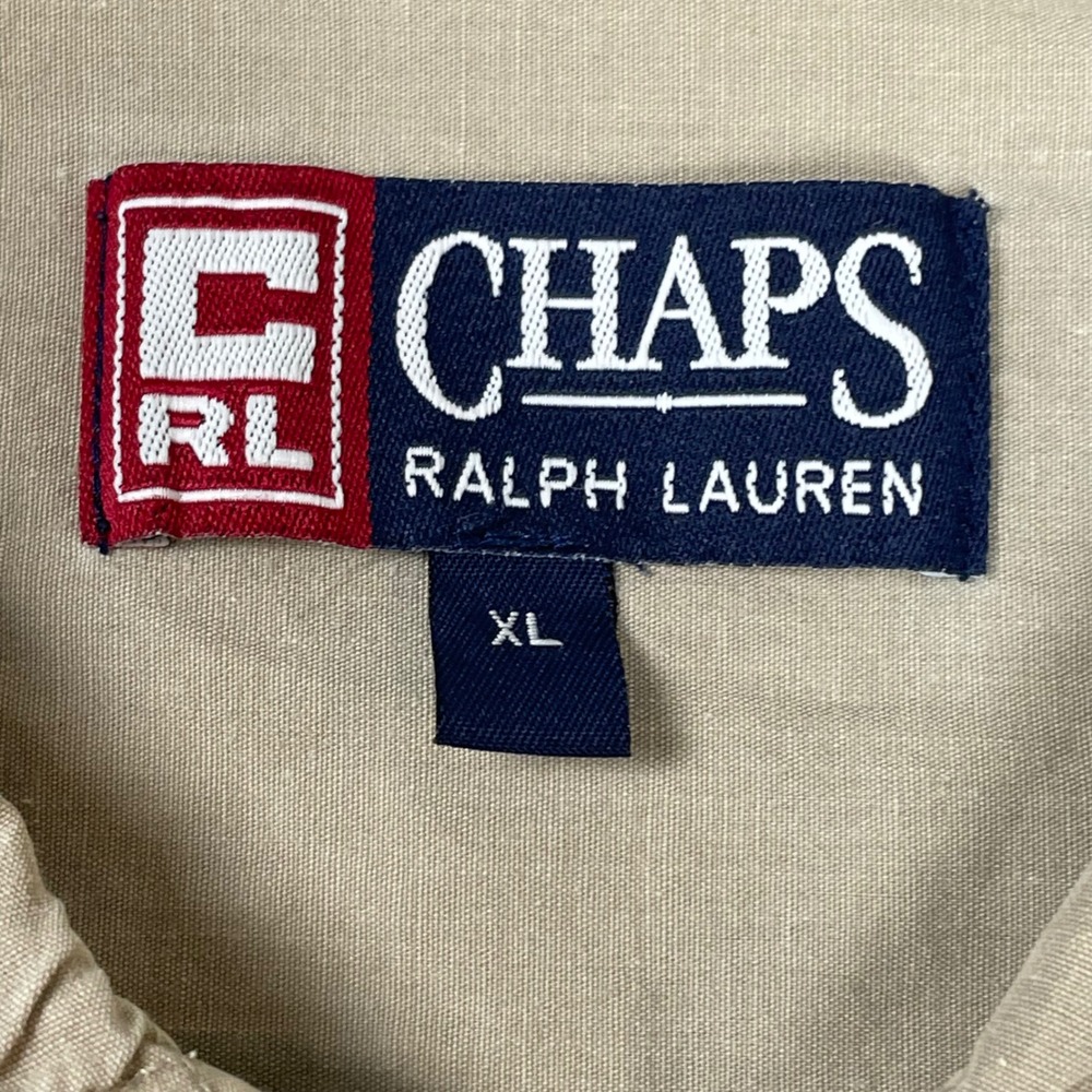 Chaps Ralph Lauren Button Down Cotton Men XL Tan Good Floral Geometric Shirt - Picture 4 of 8